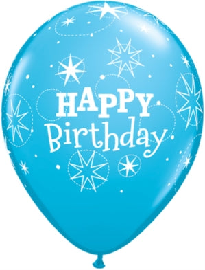 Open image in slideshow, Qualatex 11&quot; round &#39;Happy Birthday&#39; print blue balloons (6 pack)
