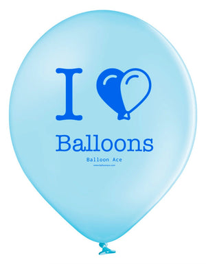 Open image in slideshow, Balloon Ace &quot;I Love Balloons&quot; logo (Belbal) 14&quot; round standard balloons
