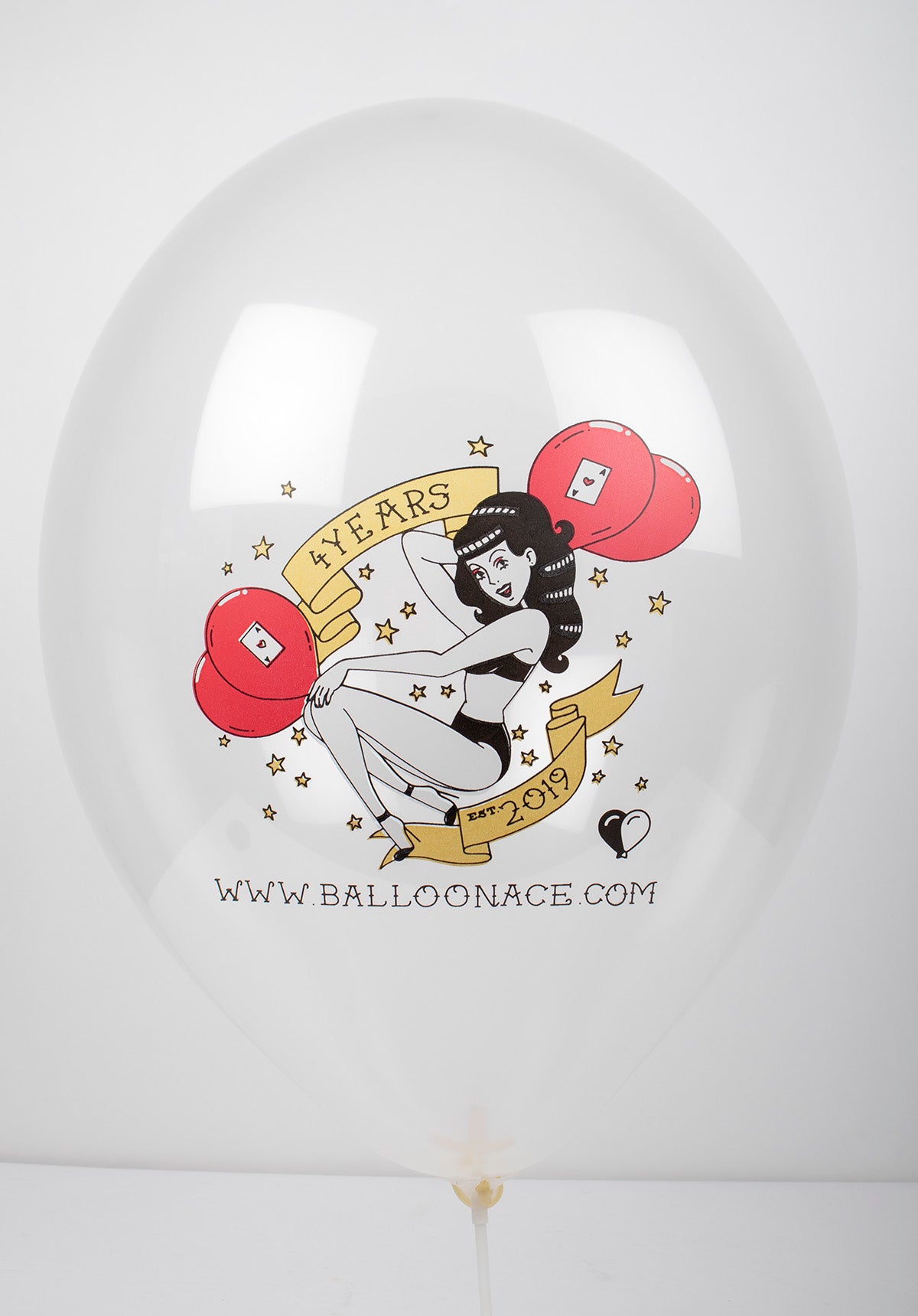 Balloon Ace four year anniversary logo (Belbal) 14" round balloons