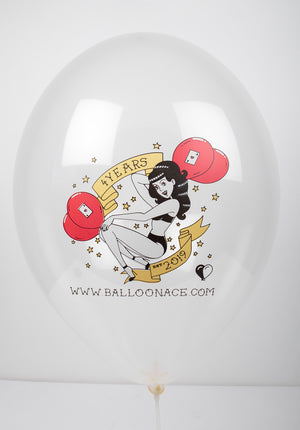 Balloon Ace four year anniversary logo (Belbal) 14" round balloons