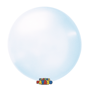 Open image in slideshow, Globos Payaso 24&quot; round soap bubble crystal balloons in blue

