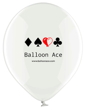 Balloon Ace black diamond logo (Belbal) 14" round crystal clear balloons