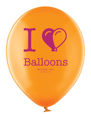 Open image in slideshow, Balloon Ace &quot;I Love Balloons&quot; logo (Belbal) 14&quot; round crystal balloons
