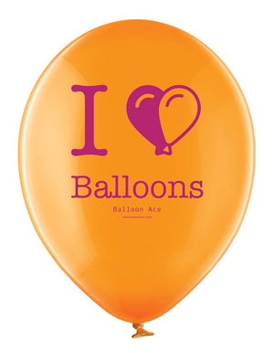 Balloon Ace "I Love Balloons" logo (Belbal) 14" round crystal balloons