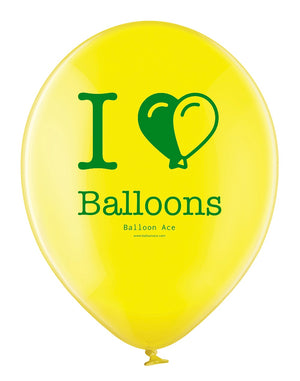 Open image in slideshow, Balloon Ace &quot;I Love Balloons&quot; logo (Belbal) 14&quot; round crystal balloons
