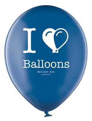 Open image in slideshow, Balloon Ace &quot;I Love Balloons&quot; logo (Belbal) 14&quot; round crystal balloons
