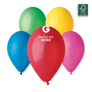 Gemar 13" round standard balloons in classic assortment (50 bag)